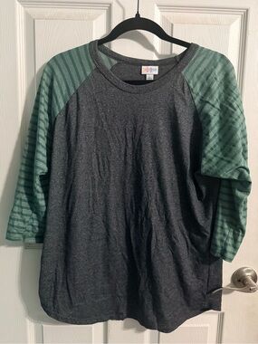 LuLaRoe Dark Charcoal Randy Raglan 3/4 length sleeve t-shirt
